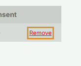 The Remove link in a contact's row in the subscribers table