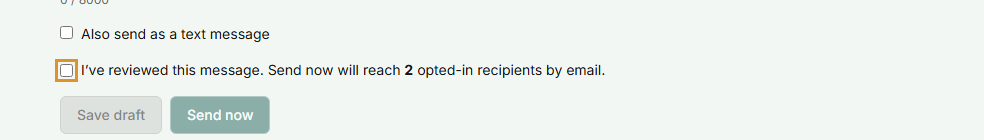 The review-confirmation checkbox above Send now