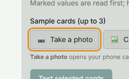 The Take a photo button in the Test your event's scorecards tool