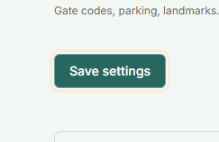 The Save settings button on the Settings page