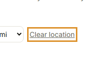 The Clear location button on the sitewide calendar
