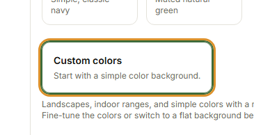 The Custom colors card on the create-club form