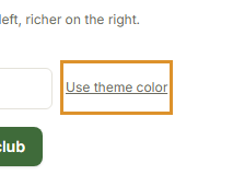 The Use theme color link under a color swatch picker